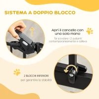 PawHut Cancellino per Cani con Fissaggio a Pressione, Estensibile da 74-80cm con Chiusura Automatica, Nero(m-4)