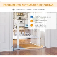 PawHut Barreira de Segurança para Cães Extensível 75-103 cm com 2 Extensões Duplo Bloqueio Fechamento Automático Branco(m-5)