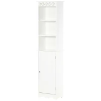 Homcom Coloana Baie Lemn Alb – 40×23×160 cm, Decor Sculptura Florala(m-11)
