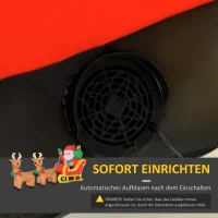 HOMCOM Opblaasbare Kerstman met Slee, 6 LED-Lichten, Waterdicht, 240 x 57 x 112 cm(m-6)