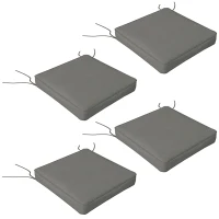 Outsunny 4-Piece Seat Cushions Pillow Replacement, Patio Chair Cushions Set with Ties for Indoor Outdoor, Charcoal Grey(m-10)