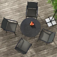 Outsunny 4-Piece Seat Cushions Pillow Replacement, Patio Chair Cushions Set with Ties for Indoor Outdoor, Charcoal Grey(m-6)