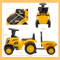 AIYAPLAY Camion, Excavator Jucărie pentru Copii 12-36 Luni cu Cupă și Remorcă Integrate, 91x29x44 cm, Galben(m-3)