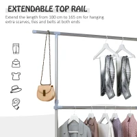 HOMCOM Heavy Duty Clothes Hanger Garment Rail Hanging Display Stand Rack w/ Wheels Adjustable(m-5)