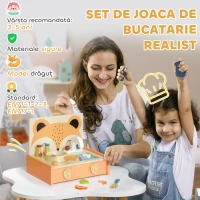 AIYAPLAY Bucătărie Jucărie pentru Copii 3-5 Ani, Mini Bucătărie cu Plită și 12 Accesorii, 31,5x23,5x25 cm, Multicoloră(m-4)