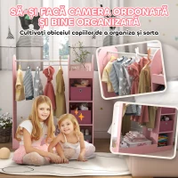 Aiyaplay Cuier Copii – Cu Rafturi, Cuti & Oglinda, 92×36×106 cm Roz(m-5)