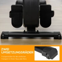 HOMCOM Ergometr wioślarski, składany, cicha aluminiowa rama, wyświetlacz LCD, 8 poziomów oporu, Czarny/Srebrny(m-6)