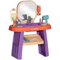 AIYAPLAY Kinderkaptafel met LED-Spiegel, Muziek, Kraan, Acrylspiegel, Paars, 55x29x71 cm(m-10)