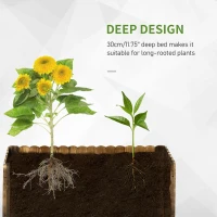 Outsunny 70L Raised Garden Bed, Wooden Rectangle Planter Box, Outdoor Herb Vegetable Flower Pot (80L x 33W x 30H cm)(m-6)
