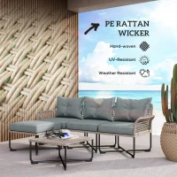 Outsunny Set de Mobilier de Terasa din 5 Piese cu Canapea(m-4)