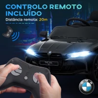 AIYAPLAY Carro Elétrico para Crianças BMW M4 12V com Controlo Remoto Faróis Buzina Música e Velocidade 3-5 km/h 108x69,5x51 cm Preto(m-8)