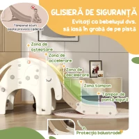AIYAPLAY Tobogan pentru Copii 3 în 1, Tobogan din Plastic cu Coș și Design de Elefant, 163x57x75 cm, Alb Crem(m-5)