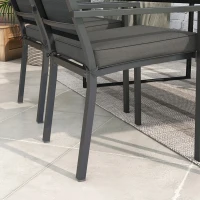 Outsunny 4-Piece Seat Cushions Pillow Replacement, Patio Chair Cushions Set with Ties for Indoor Outdoor, Charcoal Grey(m-7)