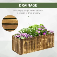 Outsunny 70L Raised Garden Bed, Wooden Rectangle Planter Box, Outdoor Herb Vegetable Flower Pot (80L x 33W x 30H cm)(m-5)
