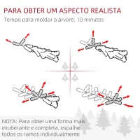HOMCOM Árvore de Natal 150 cm Árvore de Natal Artificial Nevada com 120 Luzes LED 263 Ramos Verde e Branco(m-8)