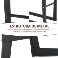 HOMCOM Suporte para Lenha de Metal Porta Lenha Metálico para Interior e Exterior Carga Máxima 100 kg 60x25x150 cm Preto(m-6)