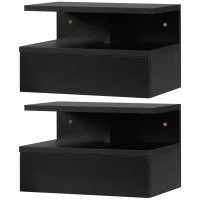HOMCOM Set de 2 Noptiere Moderne Suspendate pentru Dormitor cu Sertar si Polita Superioara din Lemn 35x32x22.5cm(m-14)
