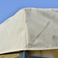 Outsunny Pérgola  4x3m  montado na parede com cortinas laterais Malha com zíper 4 orifícios de drenagem exterior Bege(m-9)