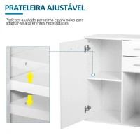 HOMCOM Armário tipo Aparador amplo espaço de armazenamento multiuso para sala de estar com portas e gavetas 71x35x76cm branco(m-5)