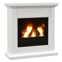 HOMCOM Lareira de Bioetanol com Depósito de 1,2L Tempo de Combustão 3H para Interiores 16-18 m² 63,5x24x66 cm Branc(m-10)