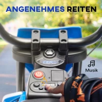 AIYAPLAY Elektrische kindermotor, handmatige gashendel, trainingswielen, muziek, blauw, 107 x 56 x 70 cm(m-7)