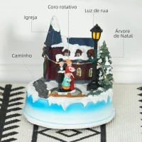 HOMCOM Aldeia de Natal com Luzes LED Cena de Natal com Coro Giratório Música para Decoração de Natal 13x13x15 cm Multicor(m-4)