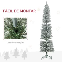 HOMCOM Árvore de Natal 210 cm Árvore de Natal Artificial Nevada com 180 Luzes LED 405 Ramos Verde e Branco(m-7)