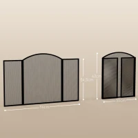 HOMCOM Frente para Lareira de 3 Painéis Protetor para Lareira Dobrável com Estrutura de Aço 96x62 cm Preto(m-3)
