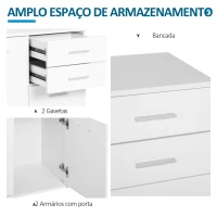 HOMCOM Armário tipo Aparador amplo espaço de armazenamento multiuso para sala de estar com portas e gavetas 71x35x76cm branco(m-4)