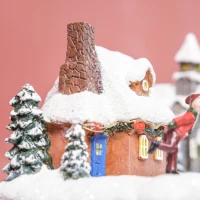 HOMCOM Aldeia de Natal Cena Natalícia com Luzes LED Música e Patinadores Giratórios Decoração de Natal 23x18x15 cm Multicor(m-9)