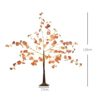 HOMCOM Árvore de Eucalipto Artificial 120 cm Árvore Artificial com 175 Luzes LED e Base Decoração Laranja e Marrom(m-3)