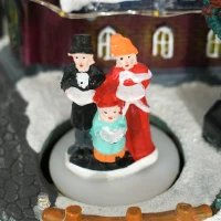 HOMCOM Aldeia de Natal com Luzes LED Cena de Natal com Coro Giratório Música para Decoração de Natal 13x13x15 cm Multicor(m-7)