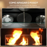 HOMCOM Lareira de Bioetanol com Depósito de 1,2L Tempo de Combustão 3H para Interiores 16-18 m² 63,5x24x66 cm Branc(m-5)
