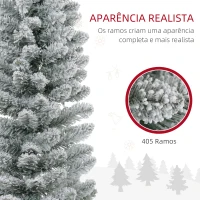 HOMCOM Árvore de Natal 210 cm Árvore de Natal Artificial Nevada com 180 Luzes LED 405 Ramos Verde e Branco(m-6)
