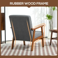 HOMCOM Armchair with Wide Seat, Boucle Accent Chair, Thick Padded Occasional Chair with Solid Wood Frame for Living Room Bedroom Home Office Reception Balcony, Grey(m-6)