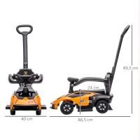 AIYAPLAY Carro Andador Lamborghini Essenza SCV2 Carro Andador com Buzina Guiador e Grade de Segurança 86,5x40x89,5cm Laranja(m-3)