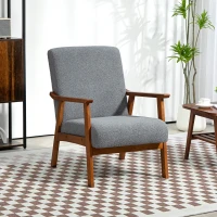 HOMCOM Armchair with Wide Seat, Boucle Accent Chair, Thick Padded Occasional Chair with Solid Wood Frame for Living Room Bedroom Home Office Reception Balcony, Grey(m-2)