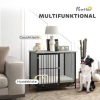 PawHut Boks dla psów z miękko wyściełaną powierzchnią do leżenia, podwyższona kuweta, regulowane nóżki, 80x55x71 cm, Dąb/Czarny(m-5)