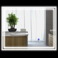 kleankin Oglinda de Baie cu Lumini LED, 90x70cm(m-11)