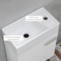 HOMCOM Móvel de Casa de Banho com Lavatório Móvel de Casa de Banho com Porta com Fechamento Suave e Armário 40x23x50 Branco Brilhante(m-7)