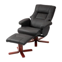 HOMCOM Faux Microfibre Leather Manual Recliner and Footstool Set - Black(m-11)