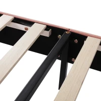 Upholstered Girls Bed with Slatted Frame and Adjustable Headboard, Velvet Pink Bed, Easy Assembly, 90x196.5x118.5 cm, Pink(m-11)