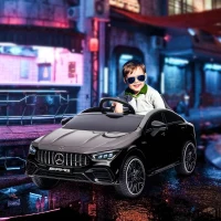 AIYAPLAY Kinder Elektrische Auto, Afstandsbedienbaar, met Trainingswielen, LED-verlichting, Toeter, voor Kinderen van 3-6 Jaar, Zwart(m-2)