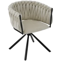 Set of 4 Velvet Dining Chairs with Metal Legs, 360° Swivel, Ergonomic Design, Luxurious and Modern, 61x51.5x71 cm, Beige(m-11)