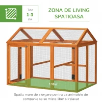 PawHut Cotet Prefabricat din Lemn, Cotet pentru Gaini cu Usi Multiple si Plasa metalica, 140x88.5x106cm, Portocaliu(m-4)
