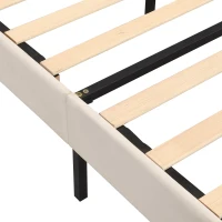 King Size Velvet Upholstered Bed with Golden Iron Legs, Shell-Like Headboard, Adjustable Height, Wooden Slatted Frame, 155x205X120 cm, Beige(m-10)