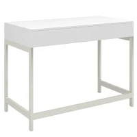Industrial Computer Desk with 2 Drawers, High Quality Modern Work Table for Home Office, 100x50x75 cm, White(m-8)