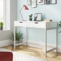 Industrial Computer Desk with 2 Drawers, High Quality Modern Work Table for Home Office, 100x50x75 cm, White(m-1)