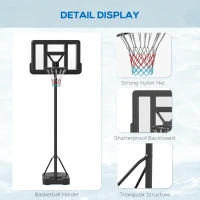 SPORTNOW Height Adjustable Basketball Stand Net Set System, Freestanding Basketball Hoop and Stand w/ Wheels, 200-305cm - Black(m-8)
