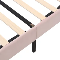 Velvet Double Sofa Bed with Shell-Like Headboard and Golden Iron Legs, Wooden Double Bed Frame with Sturdy Slats, 140x195X120 cm, Pink(m-9)